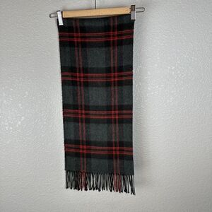Christian Dior Monsieur Cashmaire Rectangle Scarf Gray Red Plaid Fringe Japan